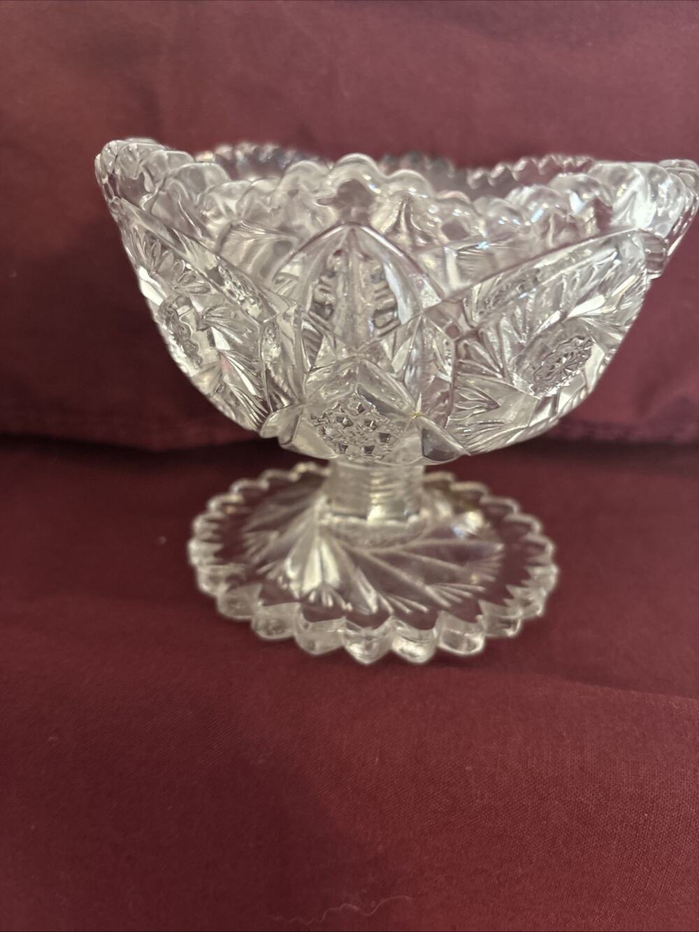 EAPG Clear Glass Pedestal Compote. Comet in the Stars by US Glass Co.